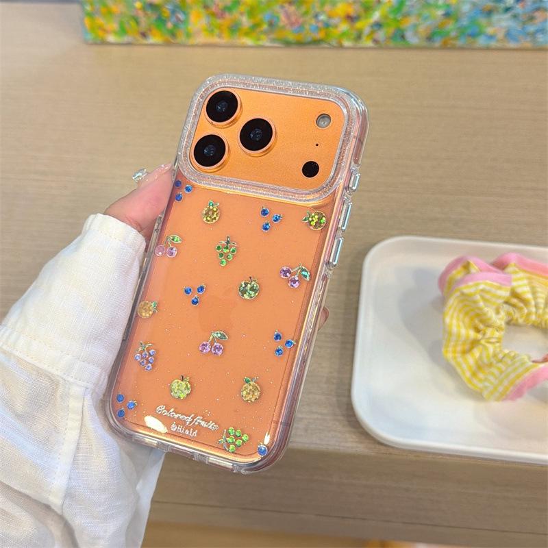 Glitter Gilded Fruit Chain Phone Case for iPhone 17 Pro Max / 16 / 15 / 14 iPhone 14 Pro Max