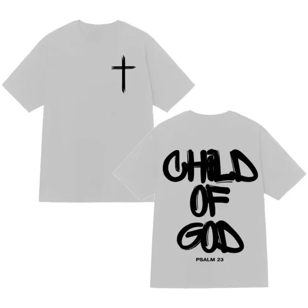 Vintage Cotton Child Of God Psalm 23 Graphic Tshirt Oversized Casual Tee For Unisex Unisex Travel Daily Vacation Street Outfits