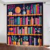 JIT 2pcs Colorful Bookshelf Pattern Curtains   Design Room Darkening Polyester Curtain   Home Decor Rod Pocket Window for Living R