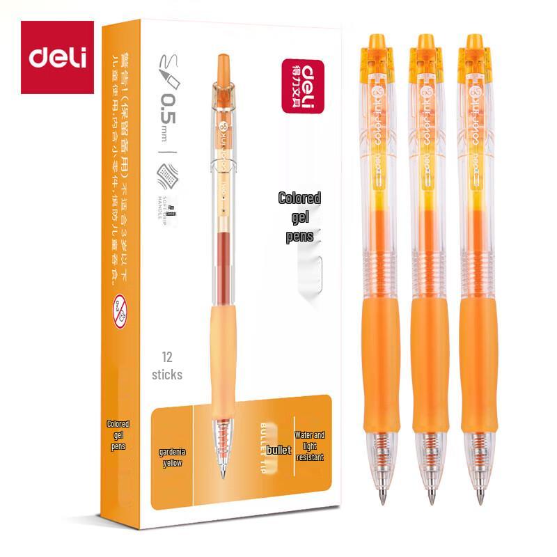 Deli 0.5mm Ret retractable Gel Pens, Bullet Tip