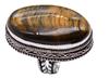 Tiger Eye Natural Gemstone Antique Silver Plated Ring US Size-7.25 R 723