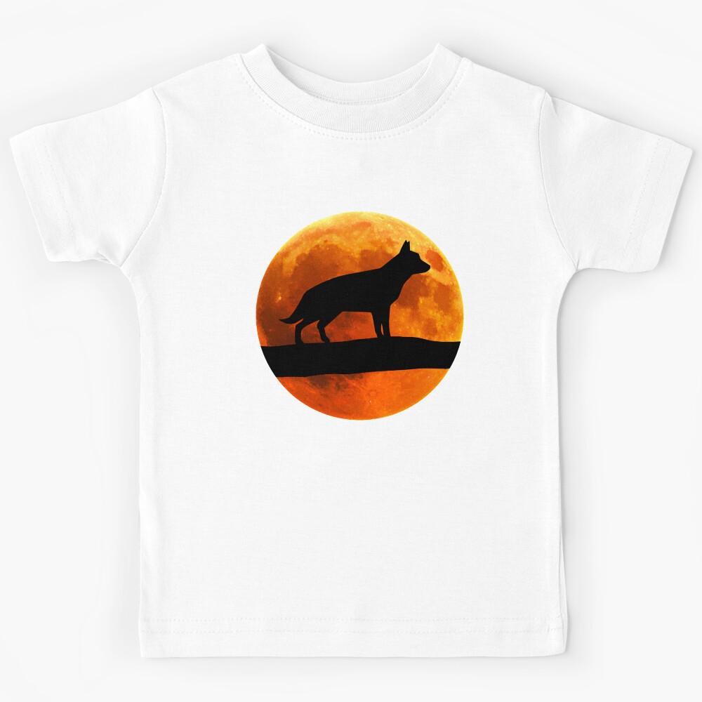 German Shepherd Dog Silhouette Moon German Shepherd lover Kids T-Shirt 160