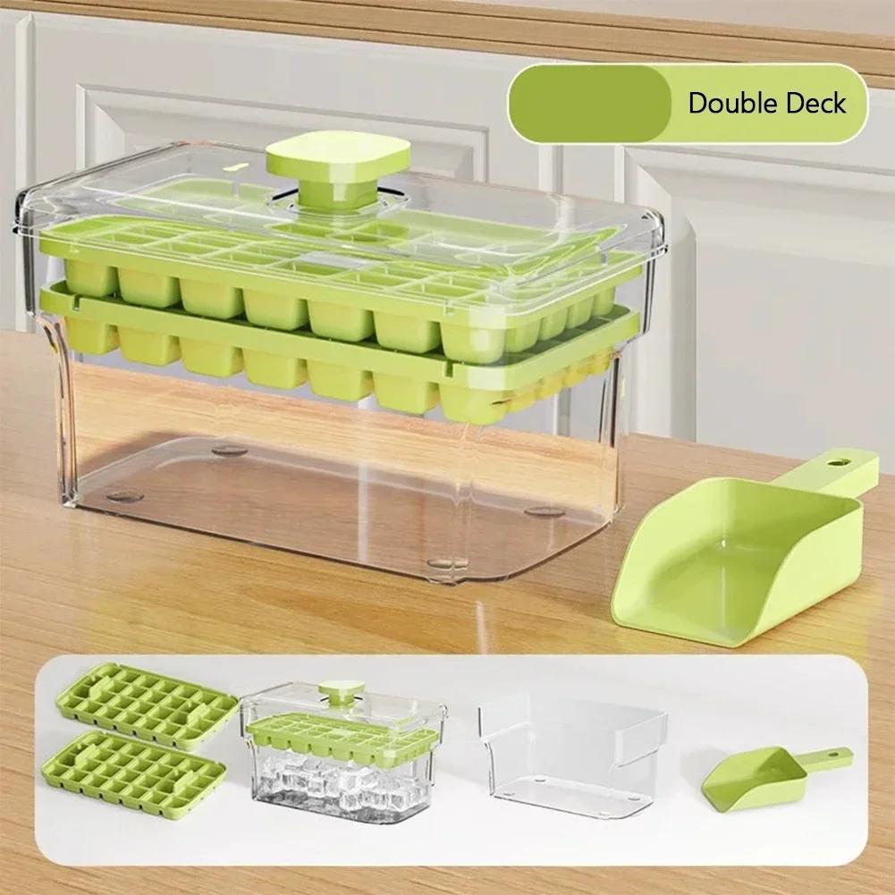34/68 Grids Easy Press Release Ice Mold Ice Cube Tray With Lid And Storage Box Seal Reusable Freezer Ice Making Tool