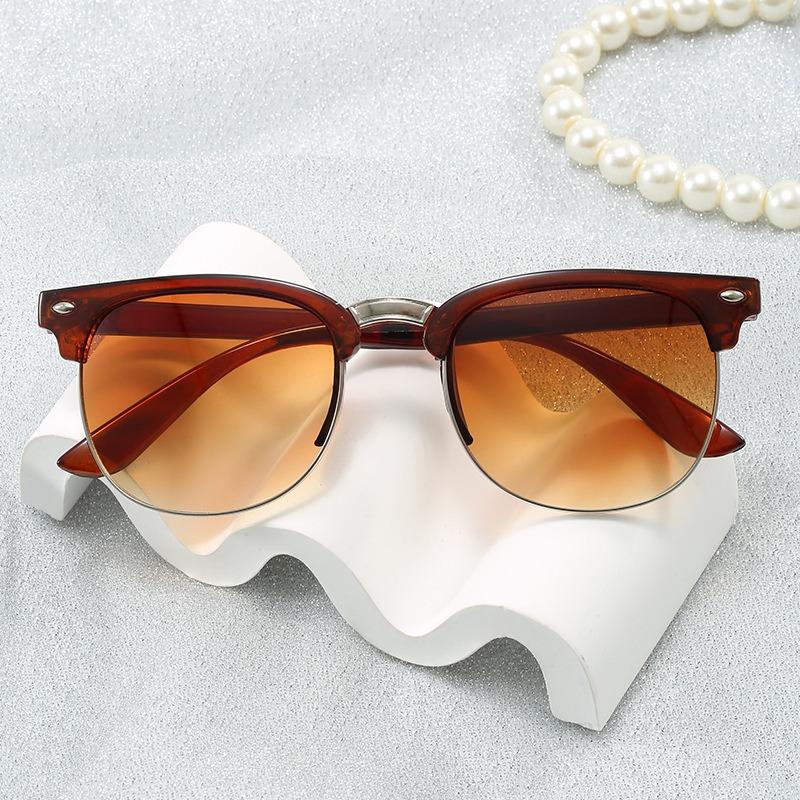 Classic Retro Half Frame Sunglasses Fashion Men Women Large Frame Sun Glasses Outdoor Travel Driving Sunglasses UV400 Protection