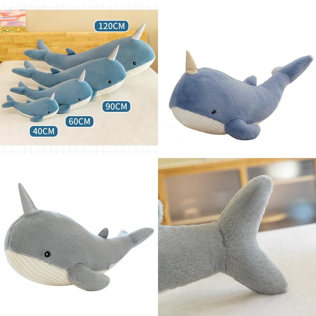 Cute Whale Plush Toy Pillow For Girls Soft And Cozy Stuffed Animal Doll For Bedtime Leg Support Grey