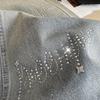 Korean Style Rhinestone Inlaid Gradient Washed High Waist Denim Pants - Women's Straight & Wide Leg Options.