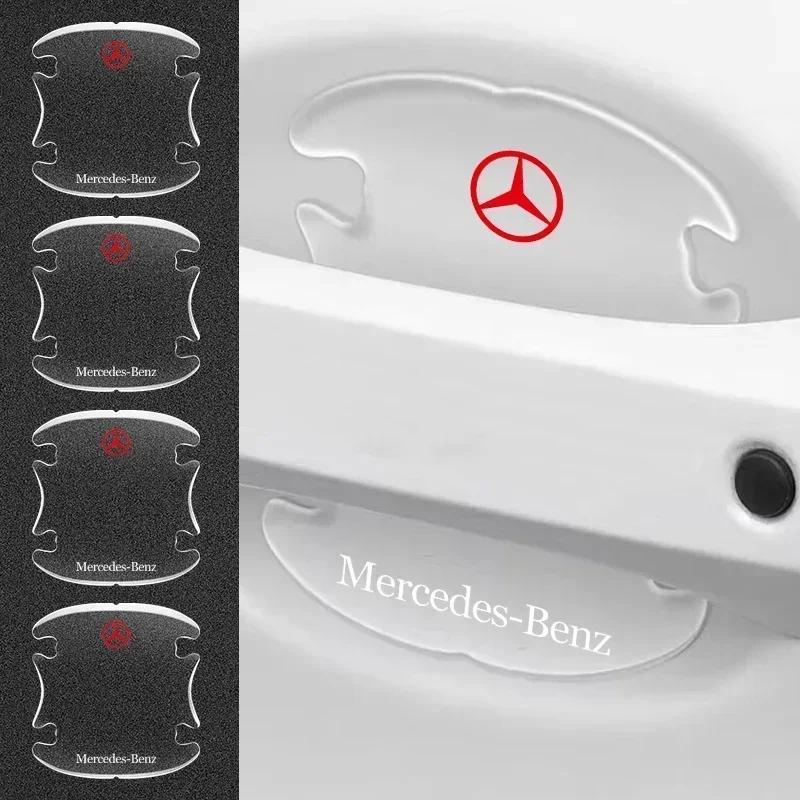 2026 Hot 4pcs Car Door Handle Door Bowl Transparent Sticker Anti-Collision Protection Strip for Mercedes Benz W211 W204 W210 W203 CLA GLA DR1