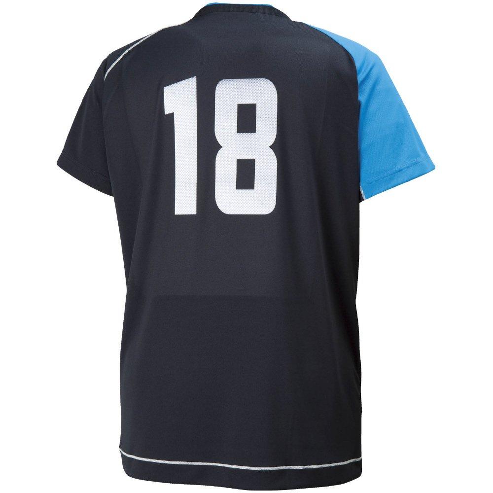 Mizuno Volleyball Apparel, Short Sleeve Game Shirt, Moisture-Wicking, Quick-Drying, V2MA8001, Size 92, Black/Diva Blue, L