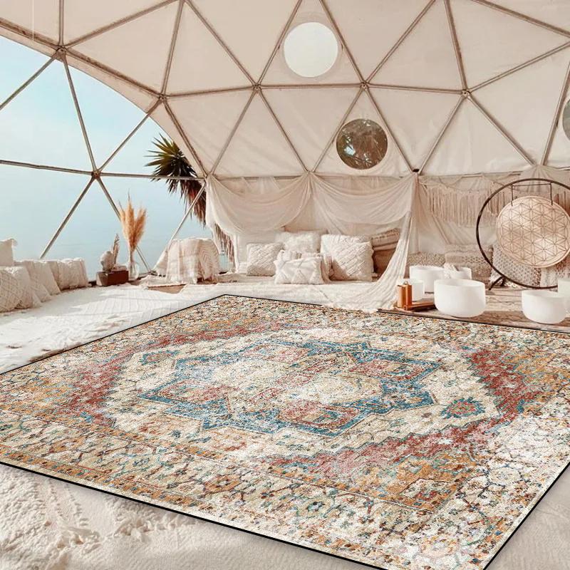 Bohemian Style Large Carpets for Living Room Decoration Vintage Persian Rug Non-slip Coffee Table Side Mat Bedroom Lounge Rug