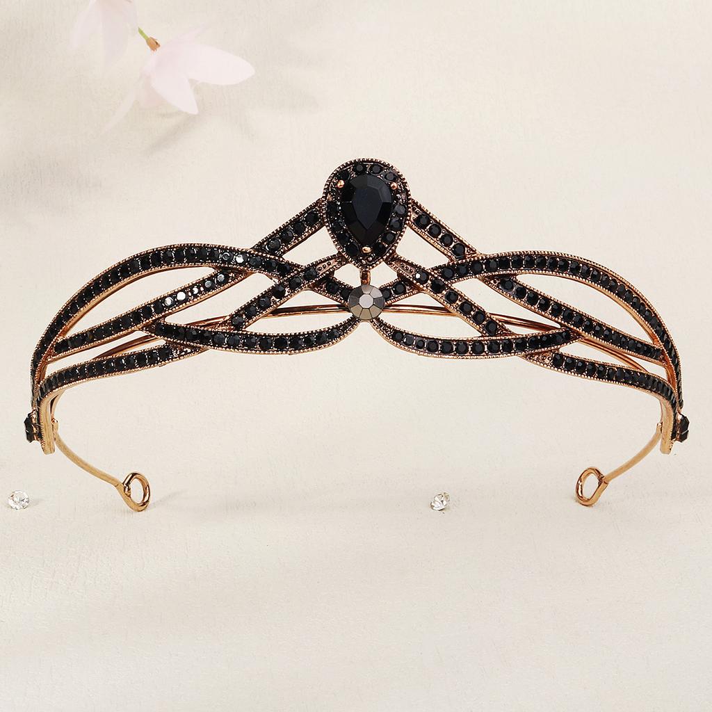 Halloween Jewelry Rhinestone Alloy Crown Holiday Party Dance Dress Headdress High-end Black Crown