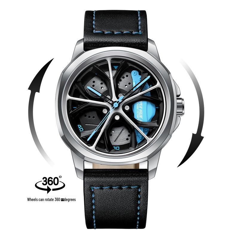 SVJ Men's Wheel Watch: Cross-border Bestseller with 3D Hollow Design & Car Mod Brake Caliper