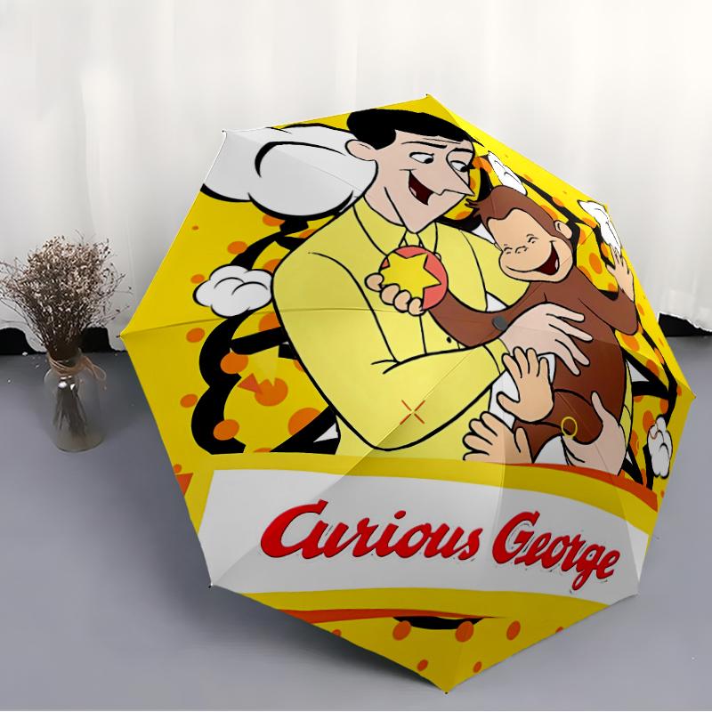 1pc Curious George (7) Umbrella, Sun Protection, And UV Shielding. It Has Eight Sturdy Ribs for Outdoor Use And Perfect Gift