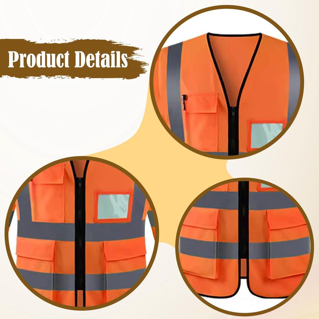 Reflective Vest Clothing Long Sleeved for Men Women Comfortable High Visibility Vest for Security Paving Traffic Landscaping