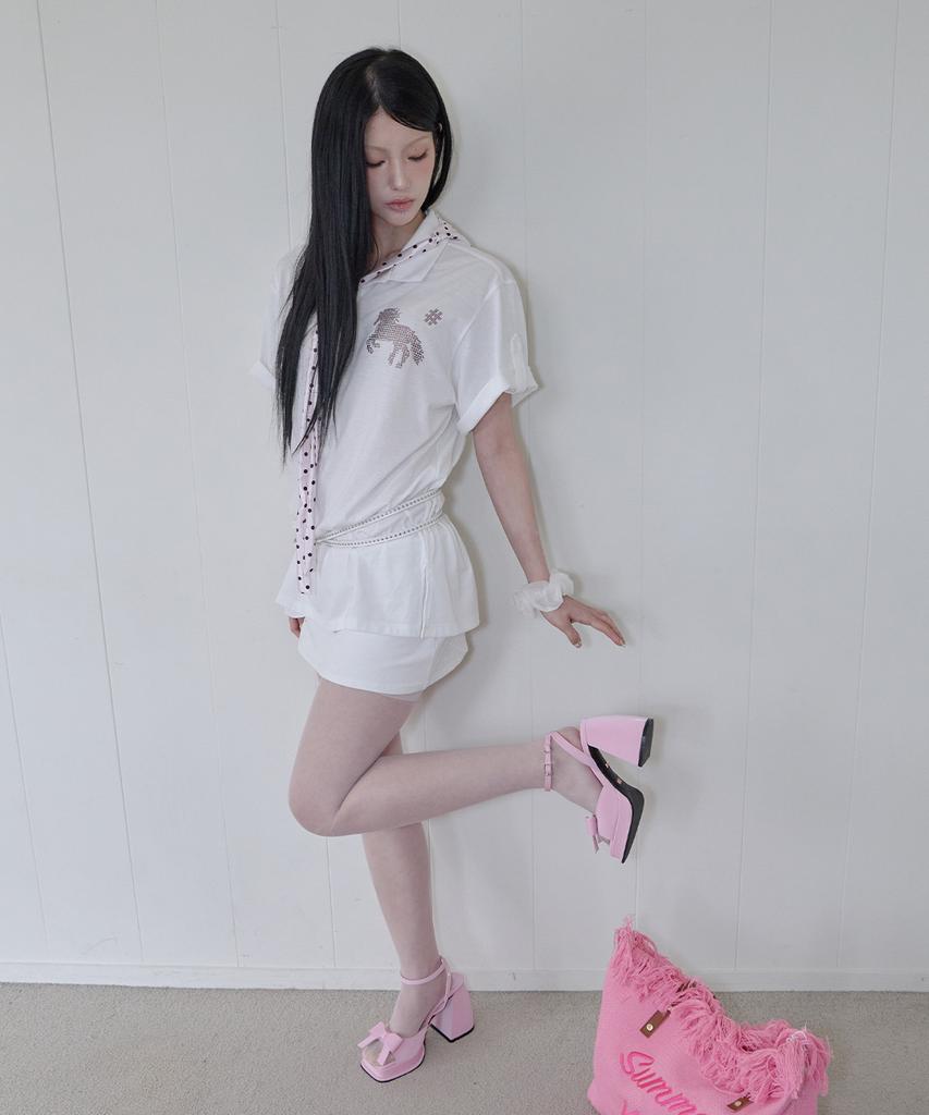 Sailpeulei Horse Summer Polo Shirt / White