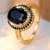 Trendy Black Zircon Crystal Vintage Gold CopperColor Wedding Bands Engagement Rings For Women Men Minimalist Jewelry