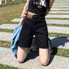 Women's High-Waisted Black Denim Shorts - Summer Slimming, Loose, Wide-Leg Versatile Hot Pants.