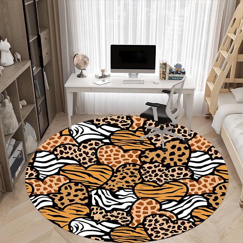 1pc Animal Prints Office Round Rug, Carpet for Office, Gaming, Lightweight Round Floor Mat yy260205005