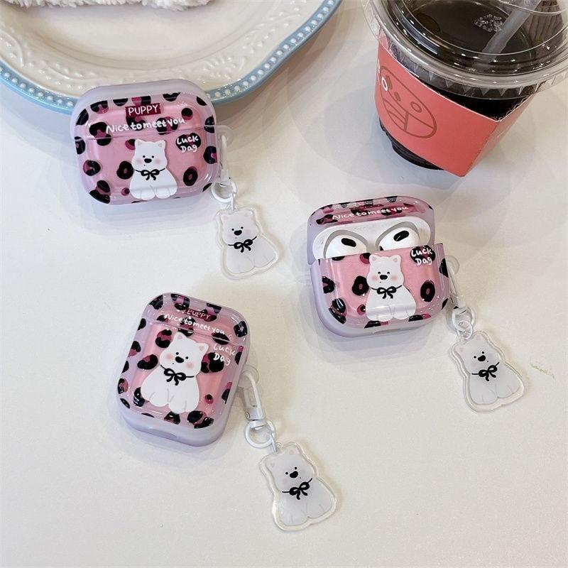 Applicable Apple AirPods 1 Earphone Case Pro1 Bluetooth Earphone Case 1 Leopard Print Puppy Pendant Anti-drop Female