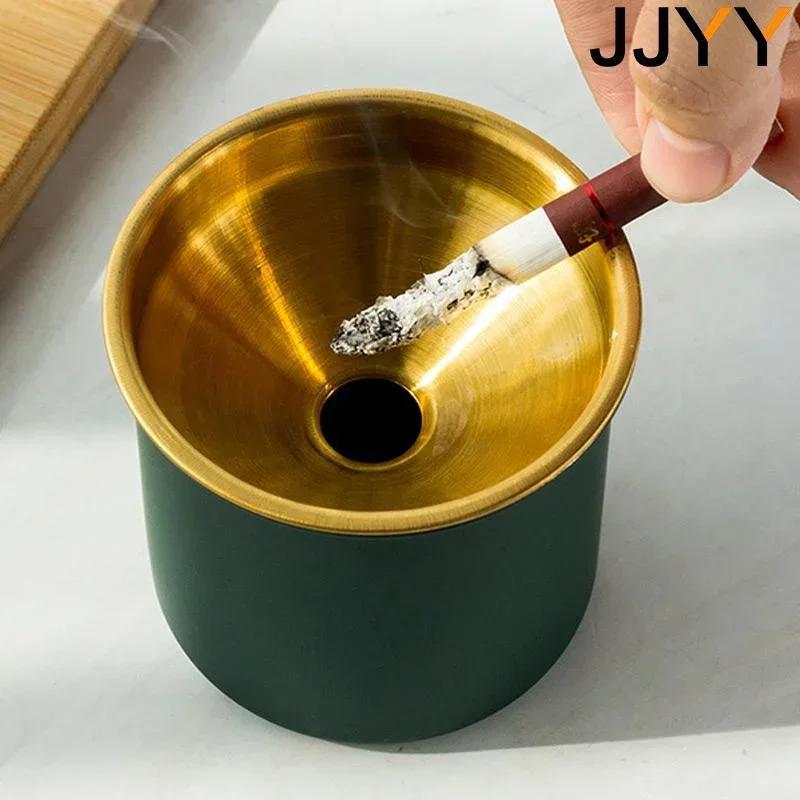 Stainless Steel Ashtray with Lid for Home Car Cafe Bar Modern Design Anti Flying Ash Cigarette Holder