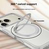 360 Rotating Plain Lychee Magnetic Leather Phone Case For iPhone 17 Pro Max 16 Plus 15 14 13 kickstand Shockproof Slim Cover