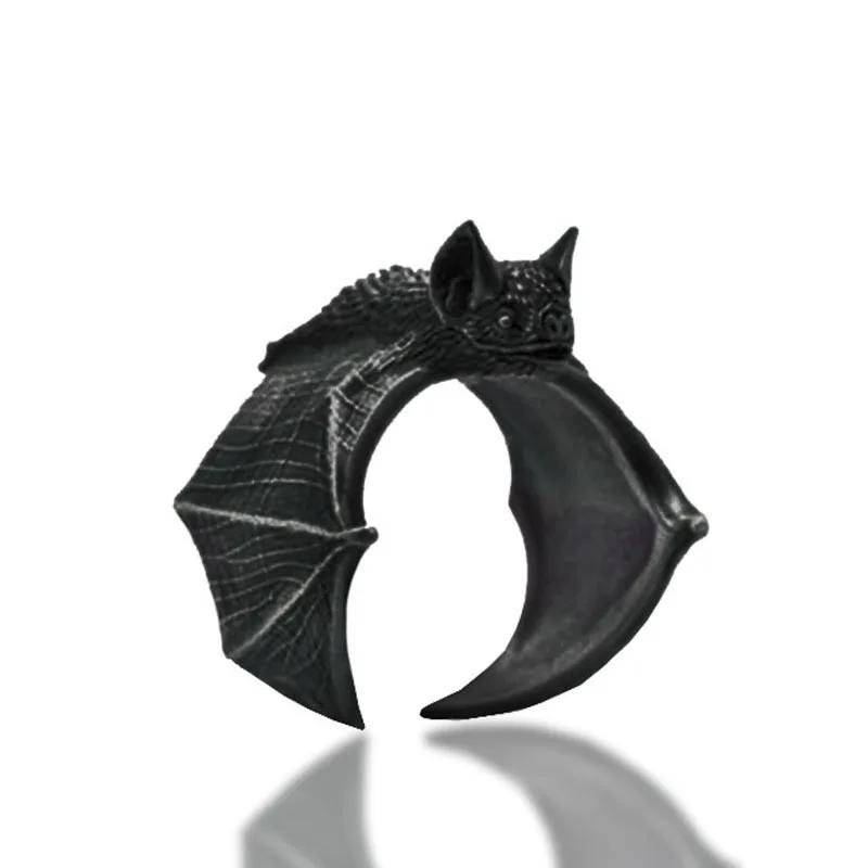 Vintage Halloween Gothic Bat Finger Ring Fashion Punk Adjustable Bat Ring for Women Men Bat Open Ring Party Cosplay Jewelry Gift
