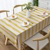 One Yellow and White Striped Tablecloth, Made of Easy-to-clean Material, with a Rectangular Designxzj