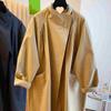 Women's Spring and Autumn Casual Stand Collar Trench Coat Mid-Length  Minimalist Business Commuter Jacket