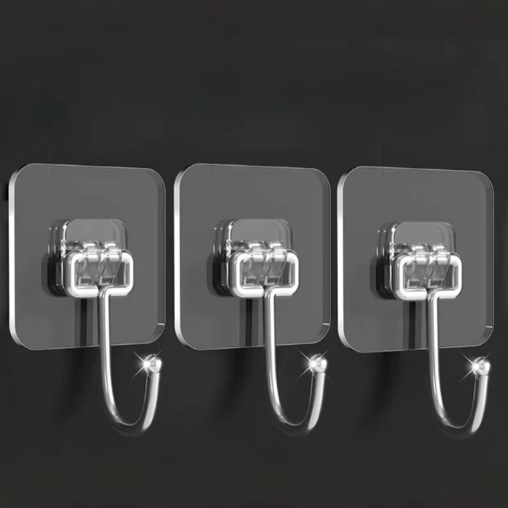 No Need To Punch Holes Self Adhesive Hooks Seamless Transparent Heavy Duty Hooks Wall Mounted No-trace Adhesive Hanging Buckle