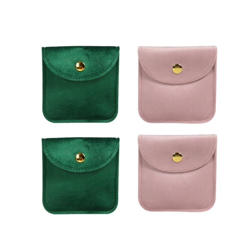 Soft Velvet Jewelry Pouch With Snap Button Mini Storage Bag For Earrings Rings Necklaces Luxury Jewelry Packaging Organizer