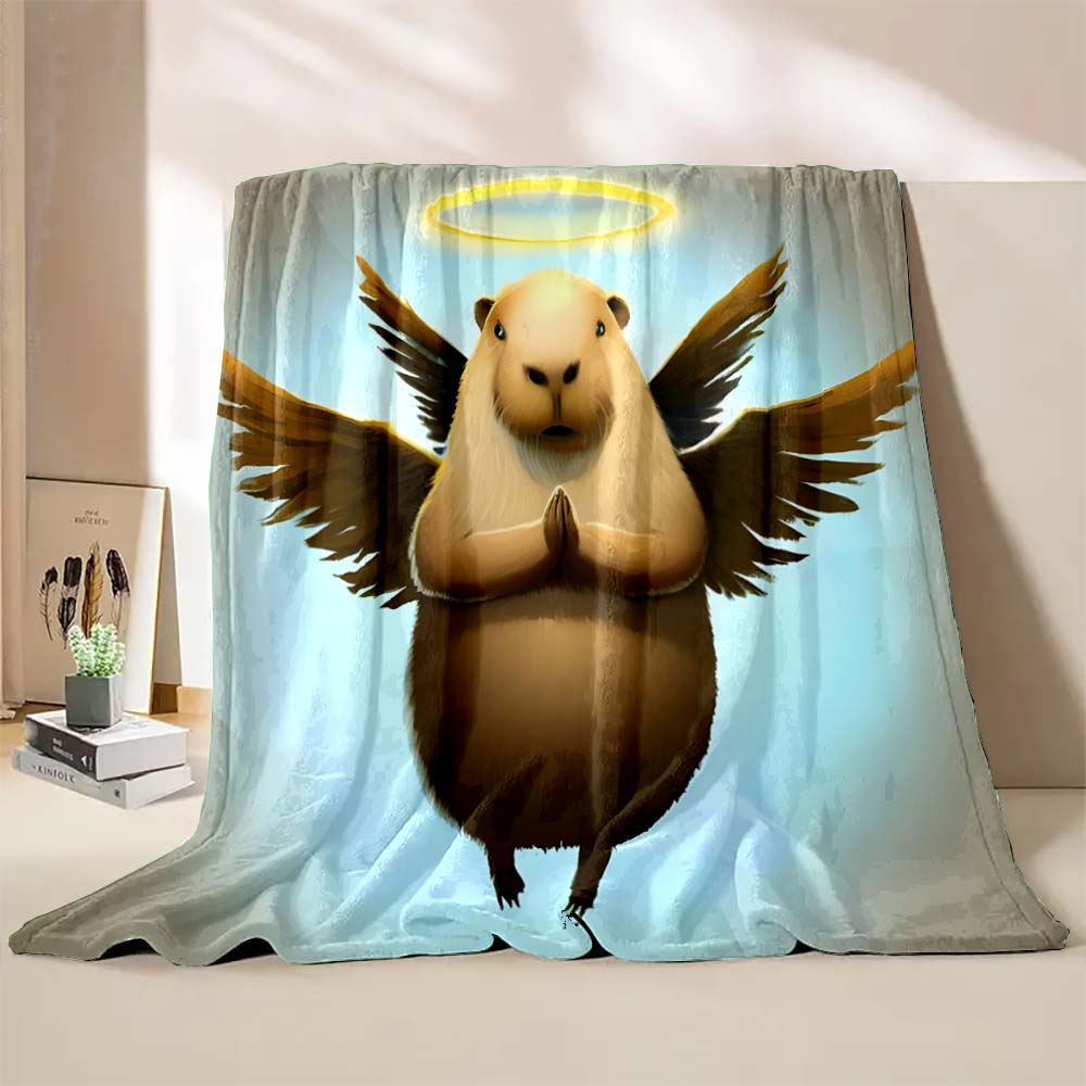 Cute Capybara Cartoon Printed Blanket Warm Soft and Comfortable Home Travel Blanket Sofa Bedding Cover Blanket Kids Holiday Gift