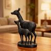 Nordic Style Ornament Mom And Child Deer Statue, 3D Printed Deers Ornament, Modern Soft Family Vibe Black Figurine, Tabletop Decoration for