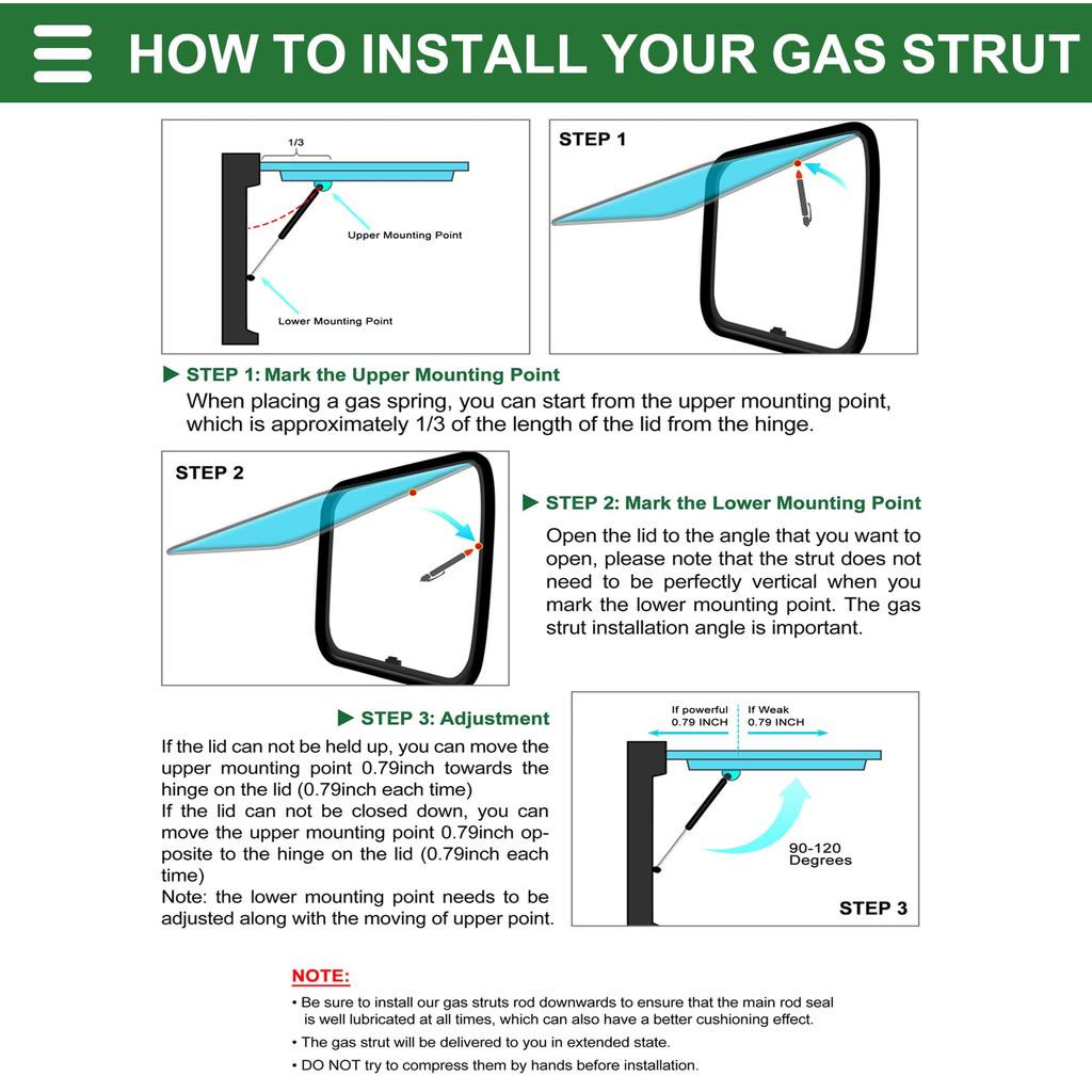 Motoforti Universal Lift Support Window Lid Toolbox Gas Strut Springs 15"/380m 90lbs/400N/40kg Red, Set of 2