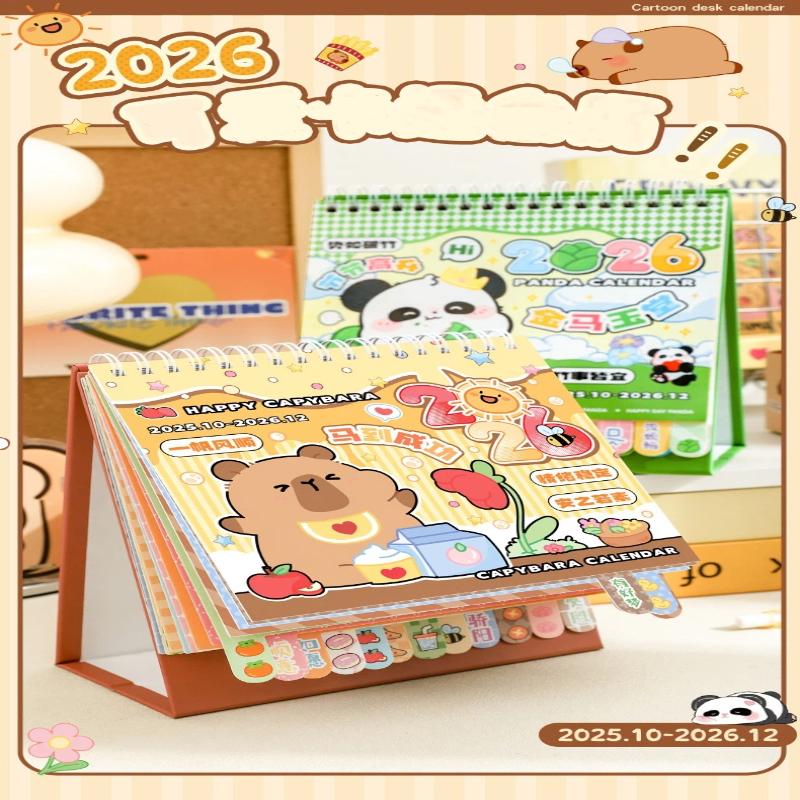 Portable Coil 2026 Desk Calendar Capybara/Panda Desktop Decoration Mini Calendar Schedule Planner Office School Supplies