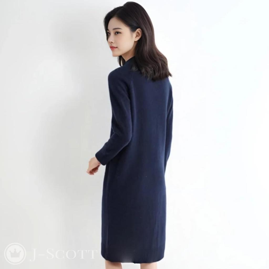Knit Dress with Long Solid Mock Ribbed Conservative Style for Features Include a a Ribbed a Flattering a Understated and a and Chic Item Women's