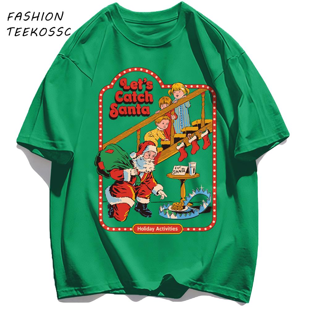 

Let Is Catch Santa Printed TShirt Men Cotton Summer T Shirts AllMatch Trendy Clothing Unisex Comfortable Colour Streetwear 3XL