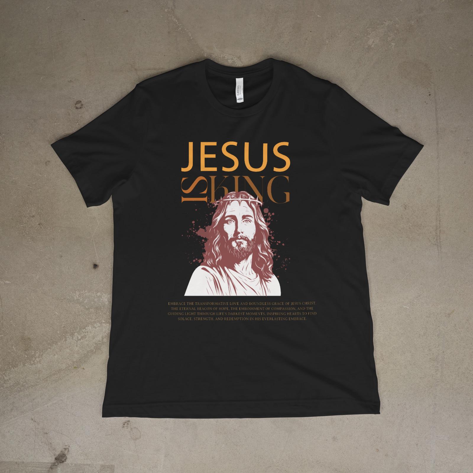 Jesus Is King Christian Faith T-Shirt Religious Scripture Graphic Tee L