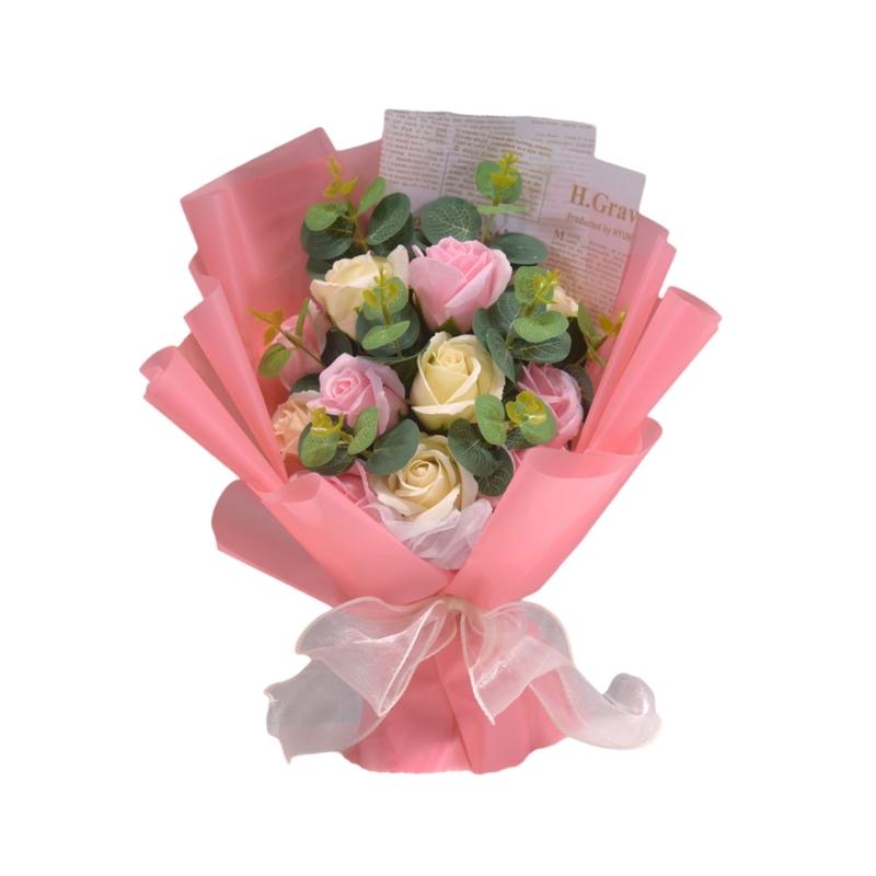 

Artificial Flower Bouquets with Ribbon Soap Flower Petals Bouquets Gift for Valentines Mother Day Thanskgiving Christmas