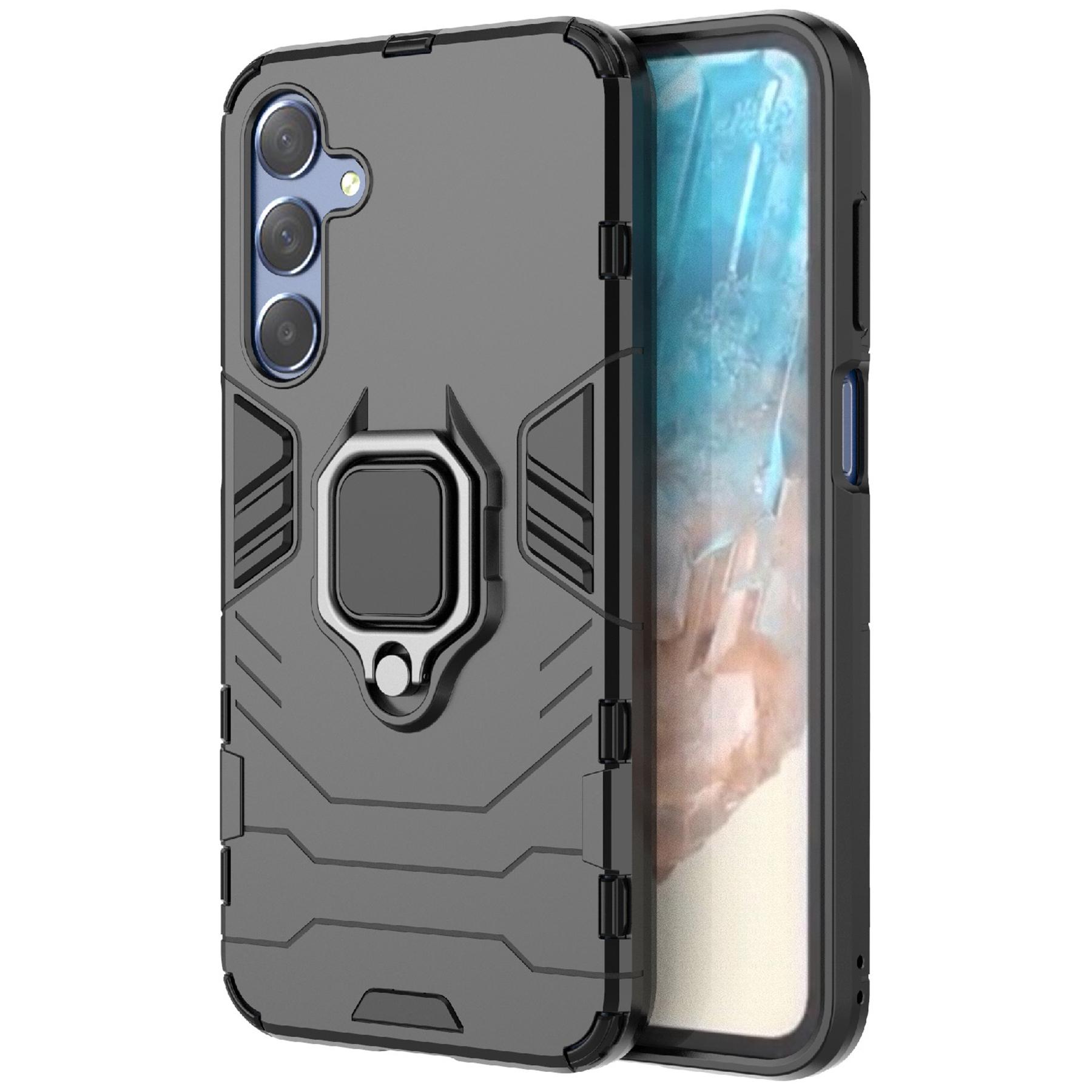 

Чехол для Samsung Galaxy M35 5G с кольцом-подставкой, защитная накладка для телефона из ПК+ТПУ Black