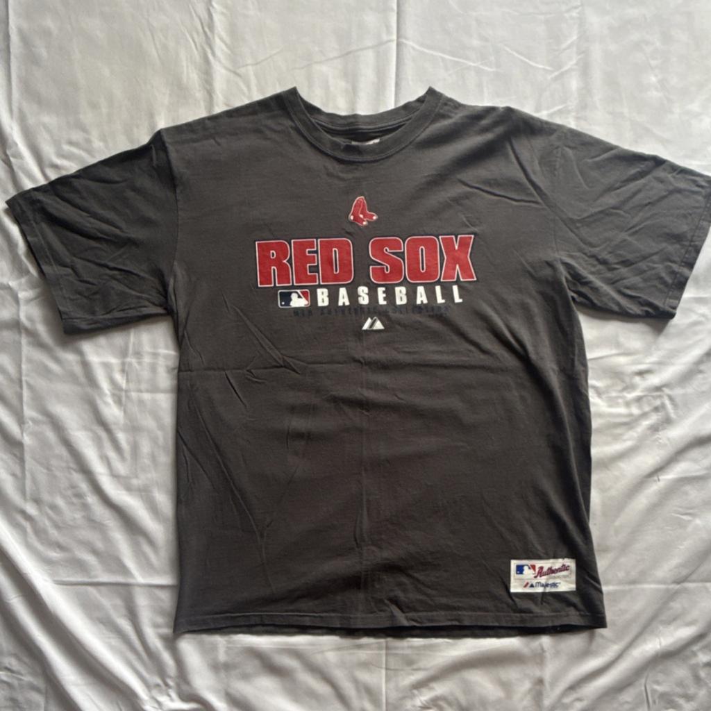 Majestueux T-shirt Gris Authentique Collection MLB Boston Red Sox XL