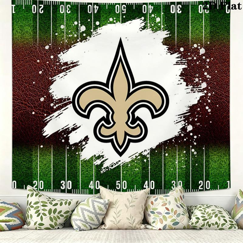 New Orleans Saints Logo Wall Tapestry Aesthetic Wall Hanging Printed Fabric Blanket Decorative Tapestries for Bedroom Living Room Home Decor