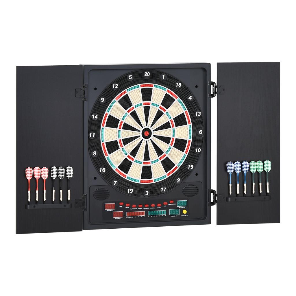 Electronic Dartboard with Automatic Scoring. 12 Darts and 6 Displays. 51x6.5x57cm. Black