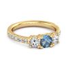 London Blue Topaz Triple Stone Pave Band Ring - 925 Sterling Silver Gold Vermeil