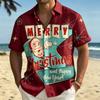 Men's short sleeved shirt, Santa Claus printed short sleeved shirt, European and American holiday casual collar shirt