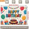 2D plane 1 poster birthday party banner polyester background cloth "Happy Birthday" text cake candles balloons