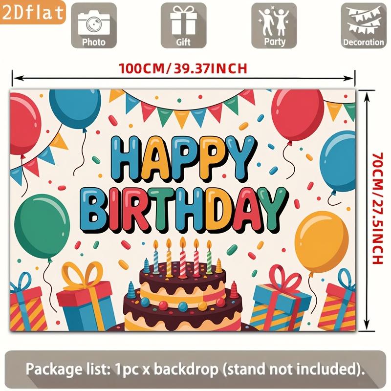 2D plane 1 poster birthday party banner polyester background cloth "Happy Birthday" text cake candles balloons