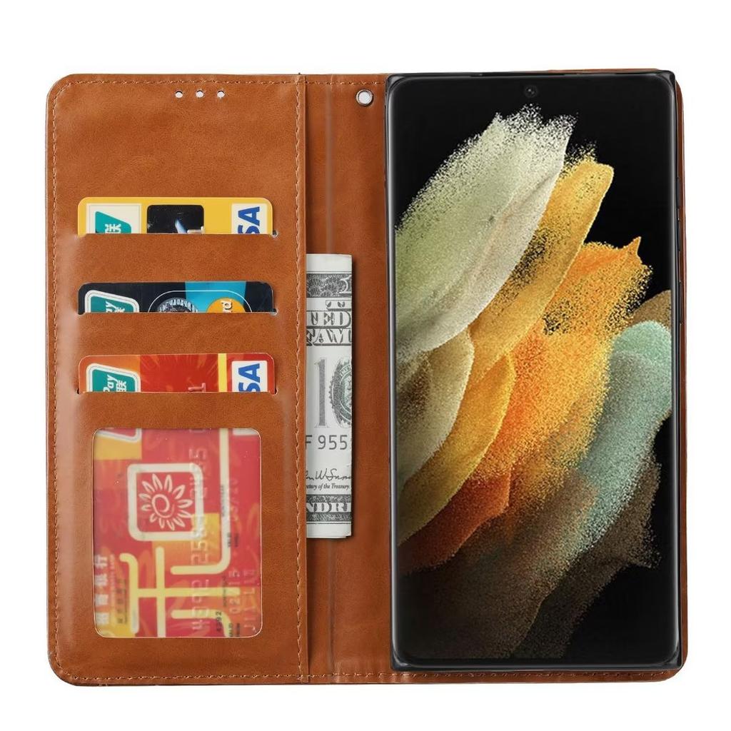 Suitable for Samsung S23 mobile phone leather case A54 leather pattern card wallet flip magnetic protective case A34 solid color