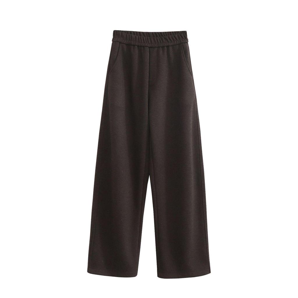 Women's Plus Size Wool Blend Fleece-Lined Curved Leg Pants for Autumn/Winter