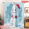 2pcs 2D Flat Printing Merry Christmas Window Curtains Winter Snowman Breakout 100% Polyester Without Electricity 0 for Home Wall