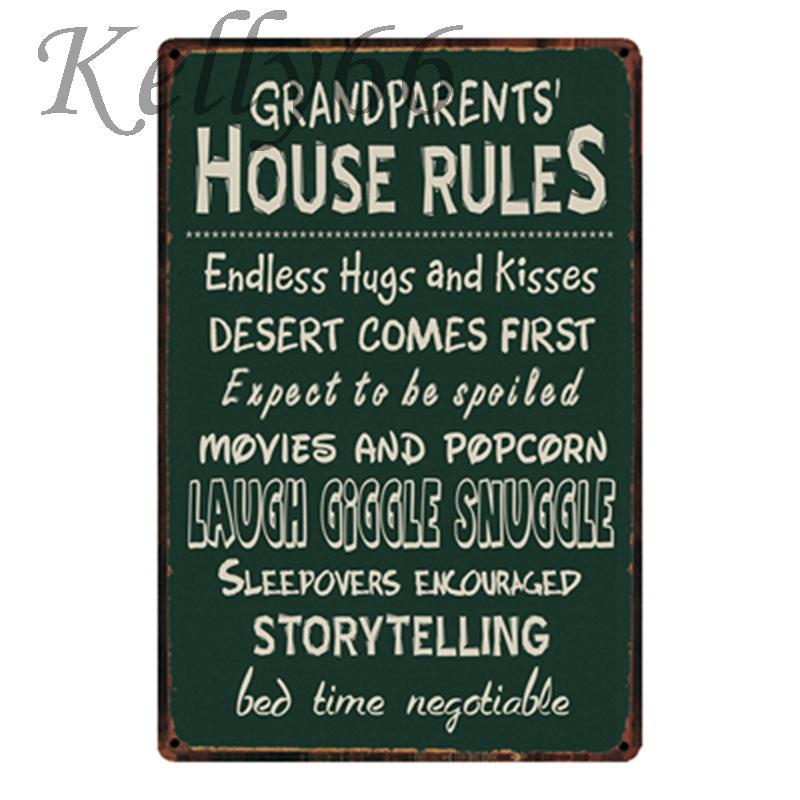 

[ Kelly66 ] Family Rule Warning and House rule Metal Sign Tin Poster Home Decor Bar Wall Art Painting 20*30 CM Size y-1933