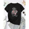 Women's Geometric Rose Umbrella Print T-Shirt Casual Crew Neck All-Season Top